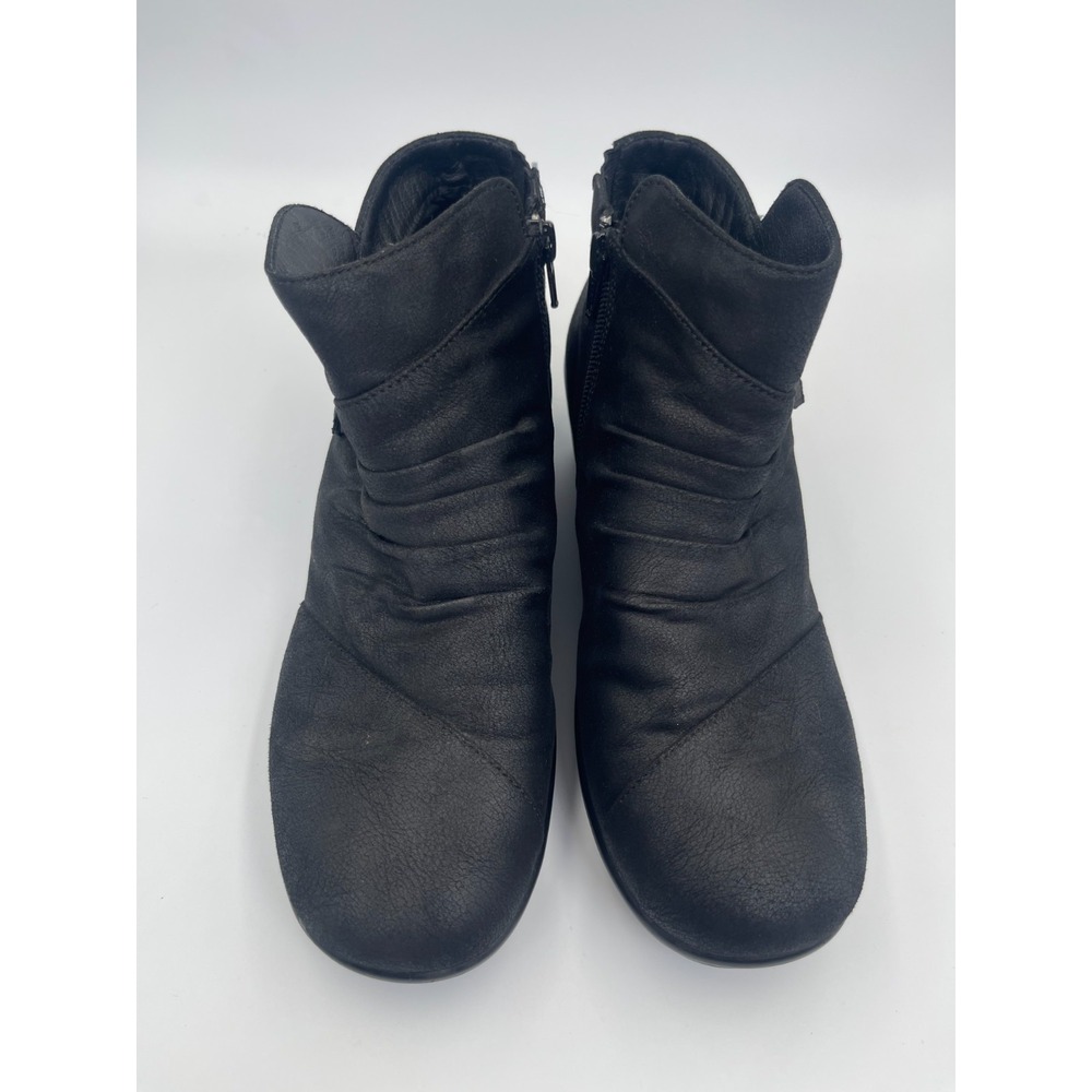 Skechers Women's 9 Black Ruched Ankle Boots Air-Cooled Memory Foam